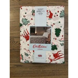 CATH KIDSTON London Queen Sheet Set 100% Cotton Ditsy Deer Christmas Holiday New